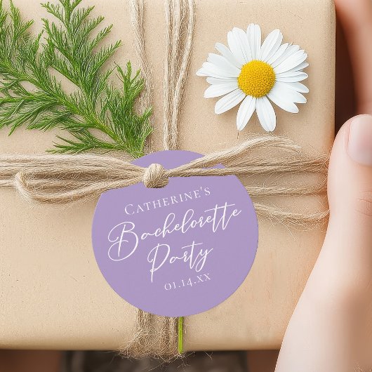 Personalized Lilac Purple Bachelorette Party Bedankjes Labels