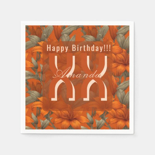 Personalized Lilies Themed Birthday Party Gift Servet (Voorkant)