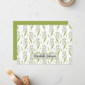 Personalized Lily of the Valley Floral Note Card Notitiekaartje (Voorkant / Achterkant in situ)