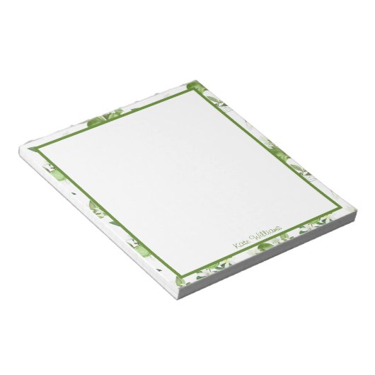 Personalized Lime Floral Notepad Notitieblok (Schuin)