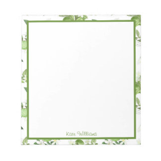 Personalized Lime Floral Notepad Notitieblok
