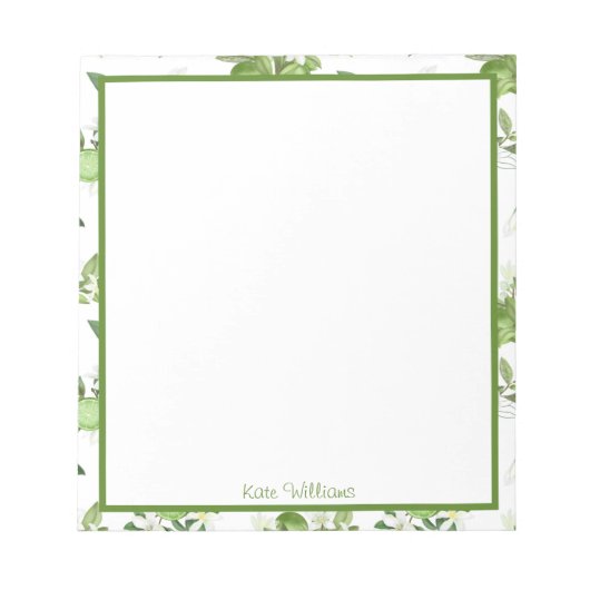 Personalized Lime Floral Notepad Notitieblok (Voorkant)