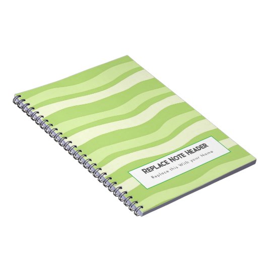 Personalized Lime Green Wave Patterned Notitieboek (Rechterzijde)