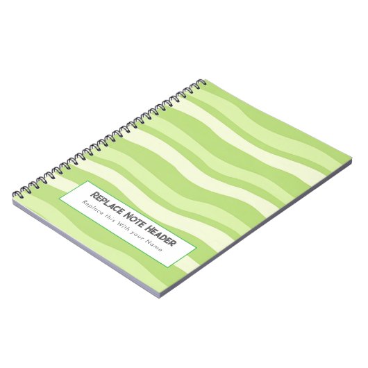Personalized Lime Green Wave Patterned Notitieboek (Linkerzijde)