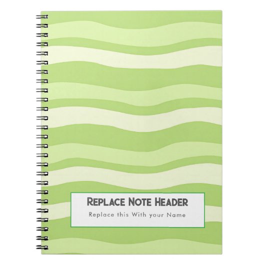 Personalized Lime Green Wave Patterned Notitieboek (Voorkant)