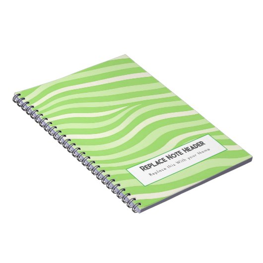 Personalized Lime Green Wave Patterned  Notitieboek (Rechterzijde)