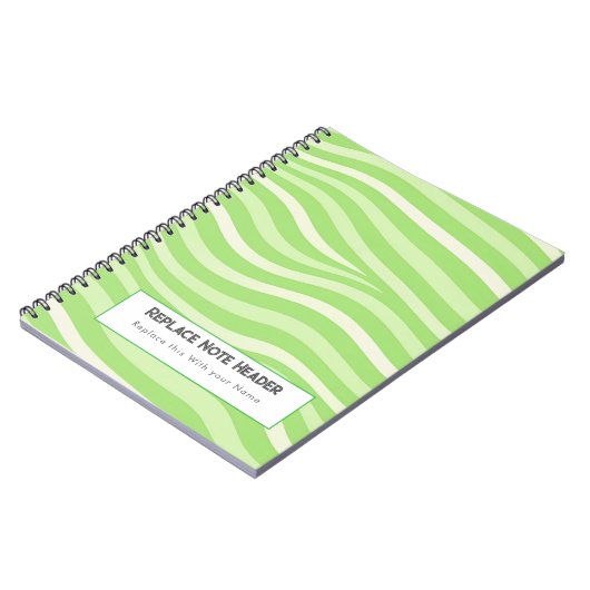 Personalized Lime Green Wave Patterned  Notitieboek (Linkerzijde)