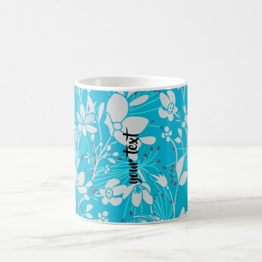 Personalized Line Art Floral in Blue Koffiemok (Center)
