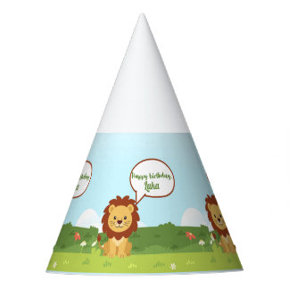 Personalized Lion Birthday Party Hat for kids Feesthoedjes