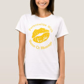 PERSONALIZED Lipstick Kiss (geel) T-shirt (Voorkant)