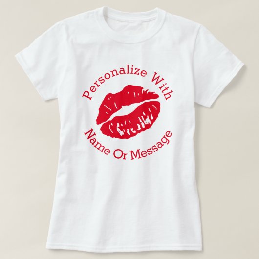 PERSONALIZED Lipstick Kus (rood) T-shirt (Design voorkant)