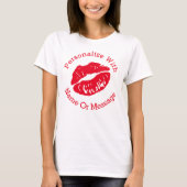 PERSONALIZED Lipstick Kus (rood) T-shirt (Voorkant)
