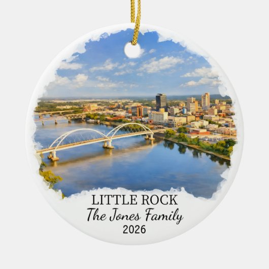Personalized Little Rock Ornament, Custom Arkansas Keramisch Ornament (Voorkant)