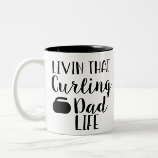 Personalized Living that Curling Dad Life Photo  Tweekleurige Koffiemok