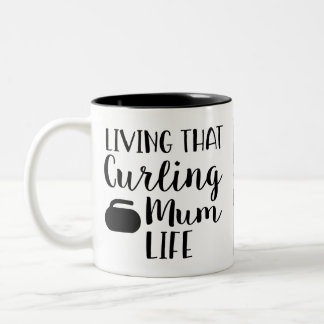 Personalized Living that Curling Mum Life Photo  Tweekleurige Koffiemok