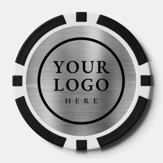 Personalized Logo and Text Faux Silver Metal Poker Chips (Voorkant)