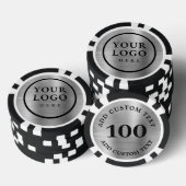 Personalized Logo and Text Faux Silver Metal Poker Chips (Opstapeling)