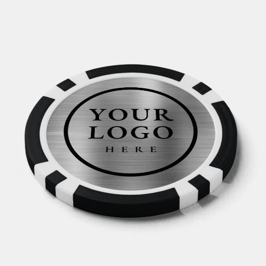 Personalized Logo and Text Faux Silver Metal Poker Chips (Enkel)