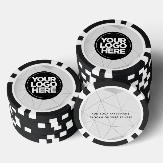 Personalized Logo and Text Geometric Silver Poker Chips (Opstapeling)