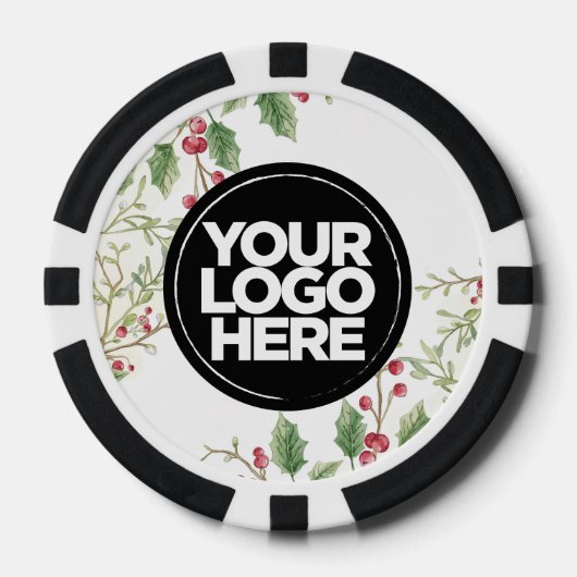 Personalized Logo and Text Holly Berry Christmas Poker Chips (Voorkant)