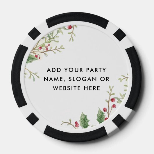 Personalized Logo and Text Holly Berry Christmas Poker Chips (Achterkant)