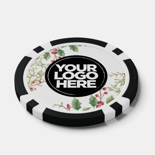 Personalized Logo and Text Holly Berry Christmas Poker Chips (Enkel)