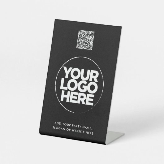 Personalized Logo and Text Simple Qr Code Reclamebord Met Voetstuk (Voorkant)