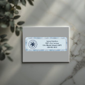 Personalized Logo Ice Blue Frost Snowflake Border Etiket