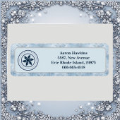 Personalized Logo Ice Blue Frost Snowflake Border Etiket