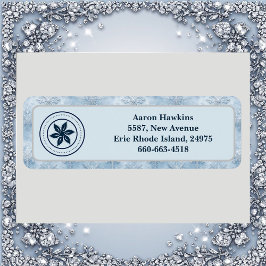 Personalized Logo Ice Blue Frost Snowflake Border Etiket