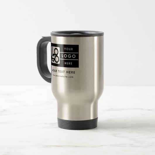 Personalized Logo Website QR Code Text Promotional Reisbeker (Voorkant links)