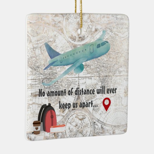 Personalized Long Distance Love Couples Christmas Keramisch Ornament (Rechts)