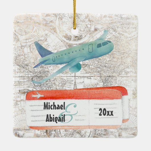 Personalized Long Distance Love Couples Christmas Keramisch Ornament (Achterkant)