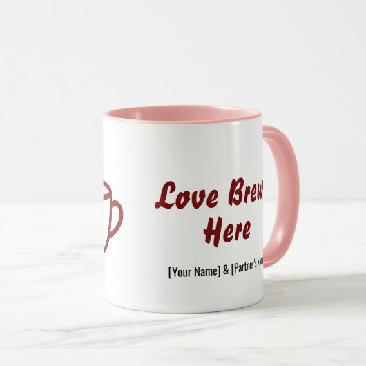 Personalized Love Brews Here Couple Coffee Mug Mok (Voorkant rechts)
