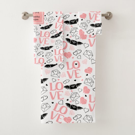 Personalized Love Gift Bath Towel Heart Sketch Bad Handdoek (Insitu)