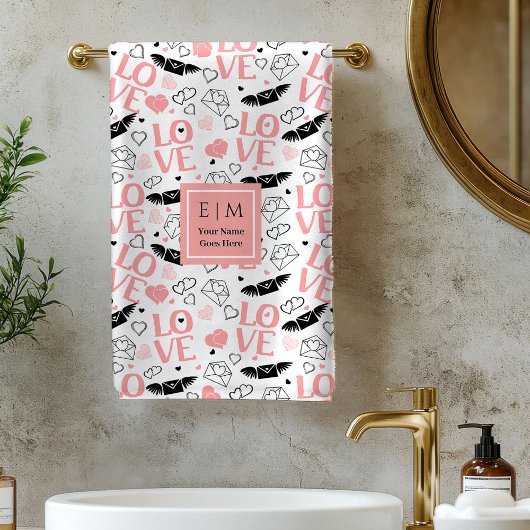 Personalized Love Gift Bath Towel Heart Sketch Bad Handdoek
