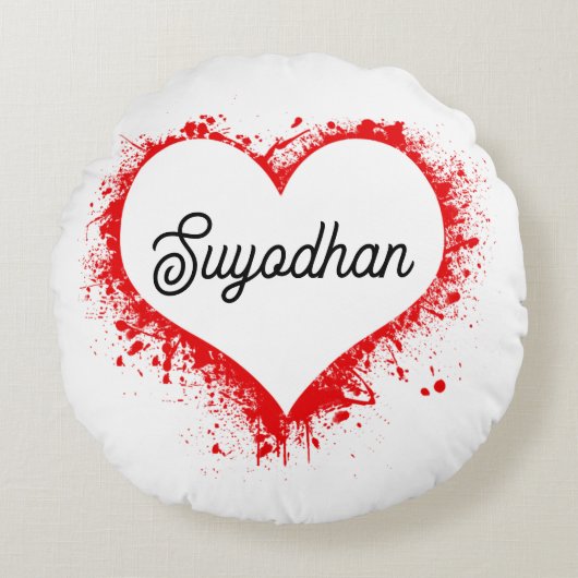 Personalized Love Heart Round Pillow Rond Kussen (Voorkant)