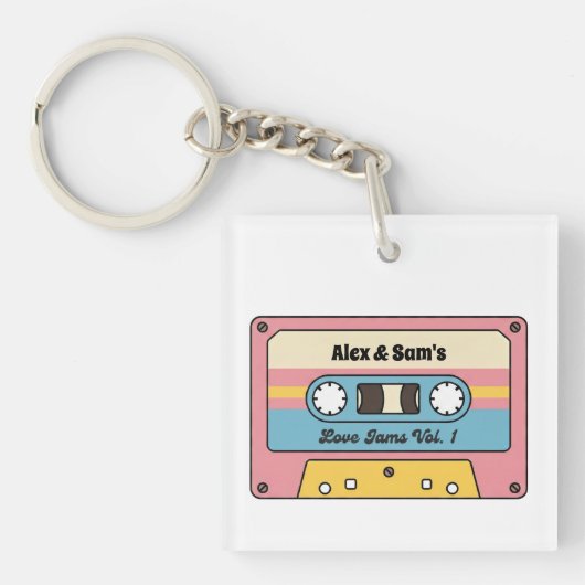 Personalized Love Jams Cassette Tape – Custom Name Sleutelhanger (voorkant)