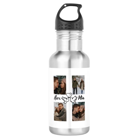 Personalized Love Photo Collage Water Bottle Waterfles (Voorkant)