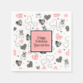 Personalized Love Text Pink Black Hearts Party  Servet (Voorkant)