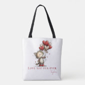 Personalized Love You Fur-Ever Cat & Balloons Tote Bag (Achterkant)