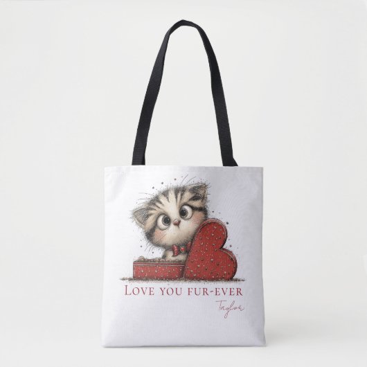 Personalized Love You Fur-Ever Cat Tote Bag (Voorkant)