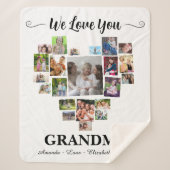 Personalized Love You Grandma Hearts 21 Photo Sherpa Deken (Voorkant)