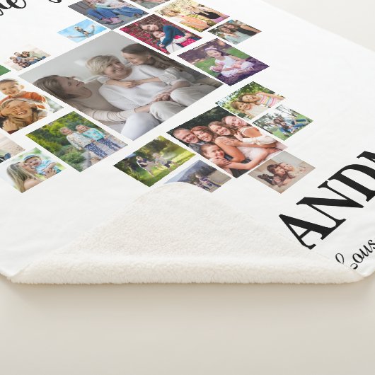 Personalized Love You Grandma Hearts 21 Photo Sherpa Deken (3/4)