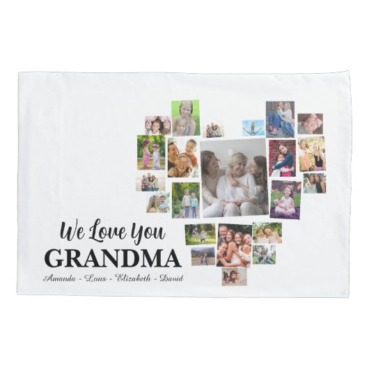 Personalized Love You Grandma Hearts 22 Photo Kussensloop (Achterkant)