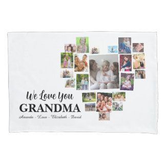 Personalized Love You Grandma Hearts 22 Photo Kussensloop