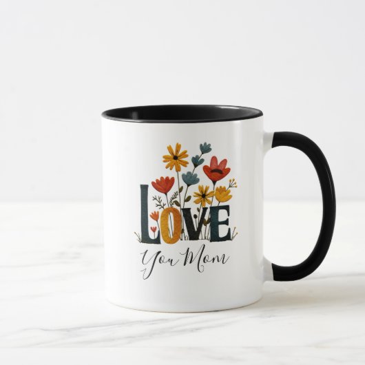 Personalized Love You Mom Floral  Mok (Rechts)