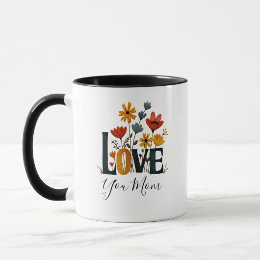 Personalized Love You Mom Floral  Mok (Links)