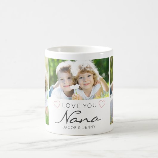 Personalized LOVE YOU NANA Handwritten 3 Photo Koffiemok (Center)