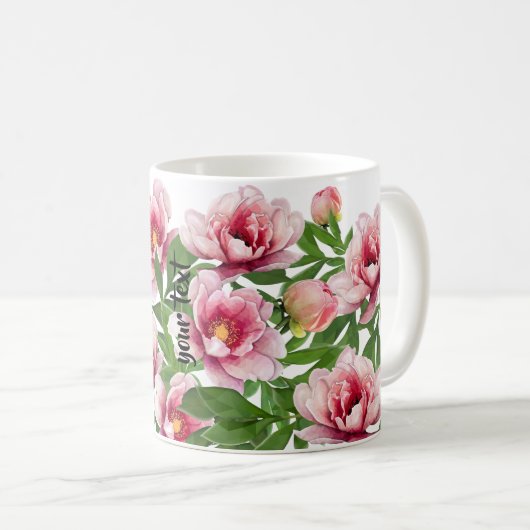 Personalized Low Poly Peony Coffee Mug Koffiemok (Voorkant rechts)